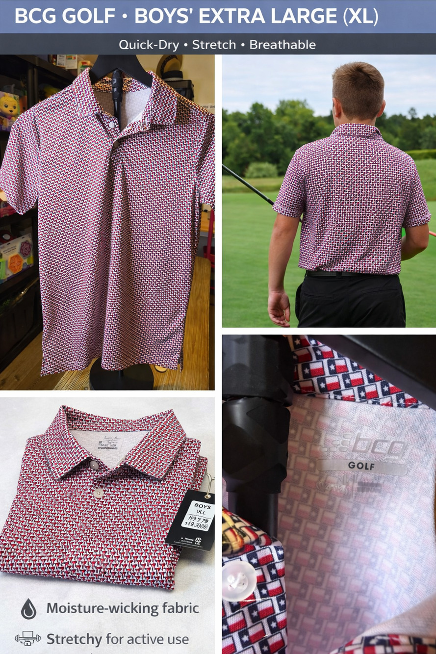 BCG Golf Boys Polo Shirt – XL | Quick-Dry Stretch Performance Tee